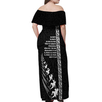 New Zealand Rugby Off Shoulder Maxi Dress Haka Dance Tribal God Mask Maori Pattern LT03 - Polynesian Pride