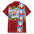 Merry Christmas Family Matching Off The Shoulder Long Sleeve Dress and Hawaiian Shirt Funny Santa Claus Cards Photo and Polynesian Pattern Red Color