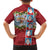 Merry Christmas Family Matching Summer Maxi Dress and Hawaiian Shirt Funny Santa Claus Cards Photo and Polynesian Pattern Red Color