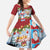Merry Christmas Family Matching Summer Maxi Dress and Hawaiian Shirt Funny Santa Claus Cards Photo and Polynesian Pattern Red Color