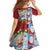 Merry Christmas Family Matching Summer Maxi Dress and Hawaiian Shirt Funny Santa Claus Cards Photo and Polynesian Pattern Red Color