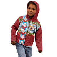 Merry Christmas Kid Hoodie Funny Santa Claus Cards Photo and Polynesian Pattern Red Color