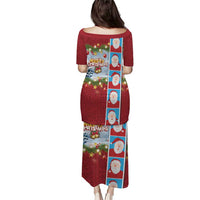 Merry Christmas Puletasi Funny Santa Claus Cards Photo and Polynesian Pattern Red Color