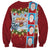 Merry Christmas Sweatshirt Funny Santa Claus Cards Photo and Polynesian Pattern Red Color