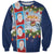 Merry Christmas Sweatshirt Funny Santa Claus Cards Photo and Polynesian Pattern Blue Color