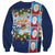 Merry Christmas Sweatshirt Funny Santa Claus Cards Photo and Polynesian Pattern Blue Color