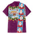Merry Christmas Family Matching Summer Maxi Dress and Hawaiian Shirt Funny Santa Claus Cards Photo and Polynesian Pattern Pink Color