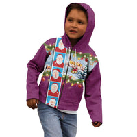 Merry Christmas Kid Hoodie Funny Santa Claus Cards Photo and Polynesian Pattern Pink Color