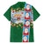 Merry Christmas Family Matching Summer Maxi Dress and Hawaiian Shirt Funny Santa Claus Cards Photo and Polynesian Pattern Green Color