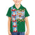 Merry Christmas Family Matching Summer Maxi Dress and Hawaiian Shirt Funny Santa Claus Cards Photo and Polynesian Pattern Green Color