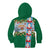 Merry Christmas Kid Hoodie Funny Santa Claus Cards Photo and Polynesian Pattern Green Color