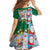Merry Christmas Kid Short Sleeve Dress Funny Santa Claus Cards Photo and Polynesian Pattern Green Color