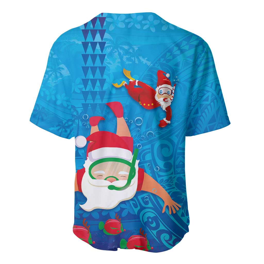 Hawaiian Santa Claus Snorkeling Baseball Jersey Kakau and Polynesian Pattern LT03 - Polynesian Pride
