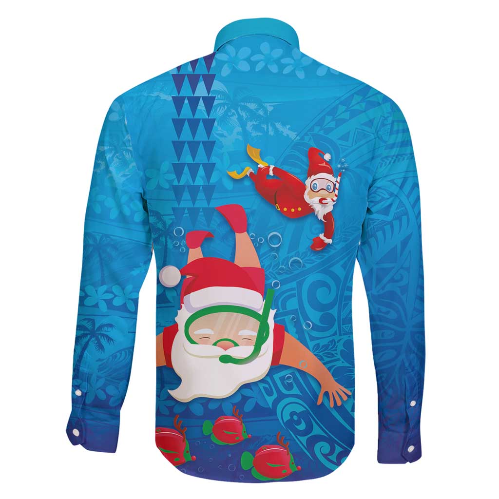 Hawaiian Santa Claus Snorkeling Family Matching Mermaid Dress and Hawaiian Shirt Kakau and Polynesian Pattern LT03 - Polynesian Pride