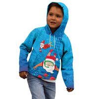 Hawaiian Santa Claus Snorkeling Kid Hoodie Kakau and Polynesian Pattern