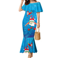 Hawaiian Santa Claus Snorkeling Mermaid Dress Kakau and Polynesian Pattern