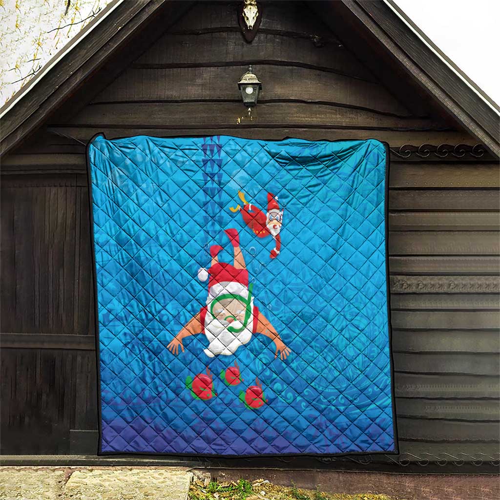 Hawaiian Santa Claus Snorkeling Quilt Kakau and Polynesian Pattern
