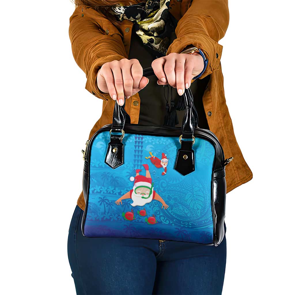 Hawaiian Santa Claus Snorkeling Shoulder Handbag Kakau and Polynesian Pattern LT03 One Size Blue - Polynesian Pride