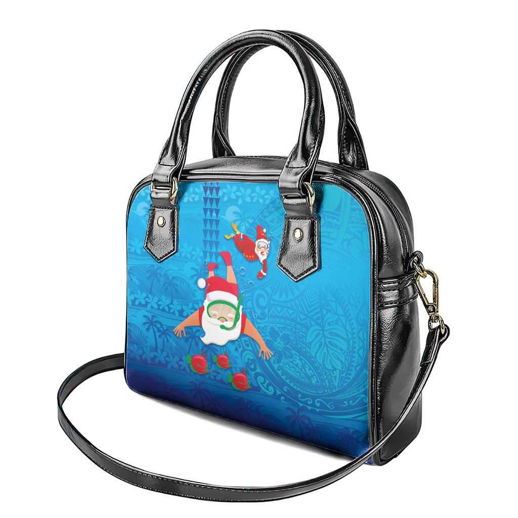 Hawaiian Santa Claus Snorkeling Shoulder Handbag Kakau and Polynesian Pattern