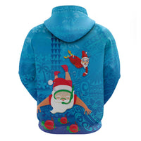 Hawaiian Santa Claus Snorkeling Zip Hoodie Kakau and Polynesian Pattern