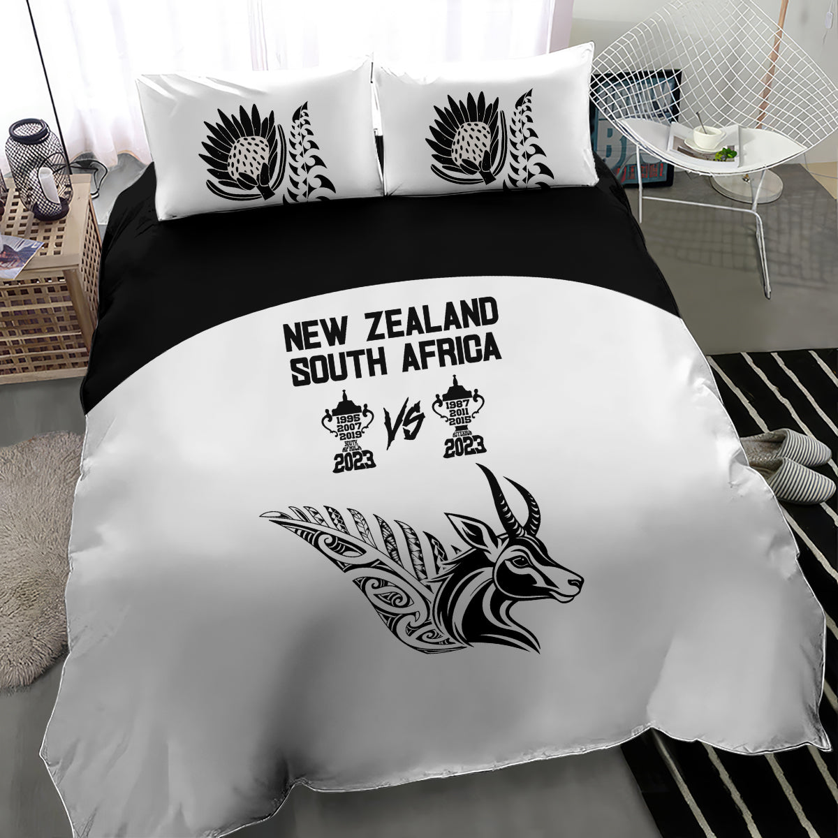 South Africa and New Zealand Bedding Set Champion History Go Final 2023 Vintage Style LT03 - Polynesian Pride
