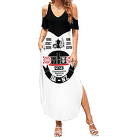 South Africa and New Zealand Family Matching Summer Maxi Dress and Hawaiian Shirt Champion History Go Final 2023 Vintage Style LT03 Mom's Dress White - Polynesian Pride