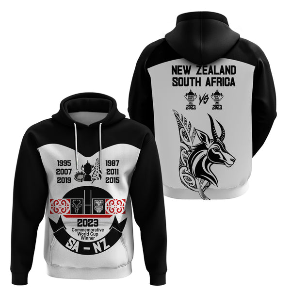 Personalised New Zealand Vs South Africa Rugby Zip Hoodie Rivals - Tribal Style LT7