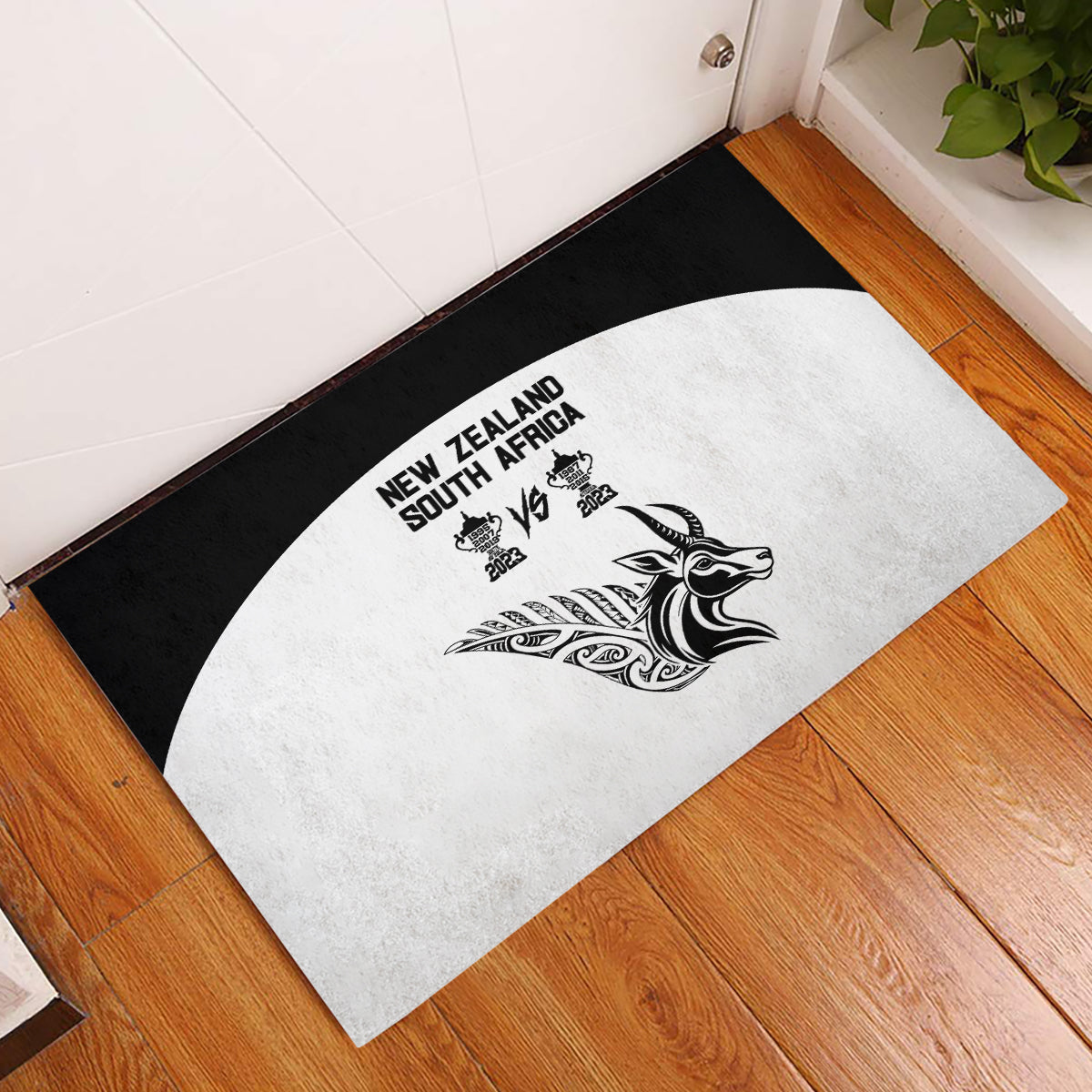 South Africa and New Zealand Rubber Doormat Champion History Go Final 2023 Vintage Style LT03 White - Polynesian Pride