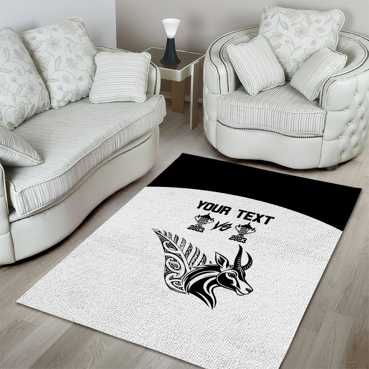 Personalised South Africa and New Zealand Area Rug Champion History Go Final 2023 Vintage Style LT03 - Polynesian Pride