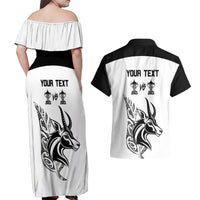 Personalised South Africa and New Zealand Couples Matching Off Shoulder Maxi Dress and Hawaiian Shirt Champion History Go Final 2023 Vintage Style LT03 - Polynesian Pride