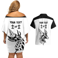 Personalised South Africa and New Zealand Couples Matching Off Shoulder Short Dress and Hawaiian Shirt Champion History Go Final 2023 Vintage Style LT03 - Polynesian Pride