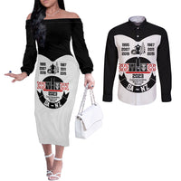 Personalised South Africa and New Zealand Couples Matching Off The Shoulder Long Sleeve Dress and Long Sleeve Button Shirt Champion History Go Final 2023 Vintage Style LT03 White - Polynesian Pride