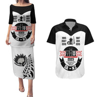 Personalised South Africa and New Zealand Couples Matching Puletasi Dress and Hawaiian Shirt Champion History Go Final 2023 Vintage Style LT03 White - Polynesian Pride