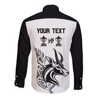 Personalised South Africa and New Zealand Long Sleeve Button Shirt Champion History Go Final 2023 Vintage Style LT03 - Polynesian Pride