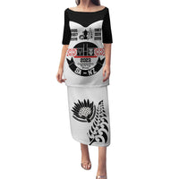 Personalised South Africa and New Zealand Puletasi Champion History Go Final 2023 Vintage Style LT03 Long Dress White - Polynesian Pride