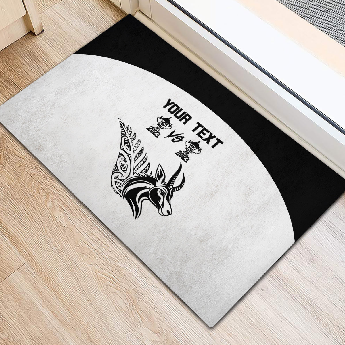 Personalised South Africa and New Zealand Rubber Doormat Champion History Go Final 2023 Vintage Style LT03 - Polynesian Pride