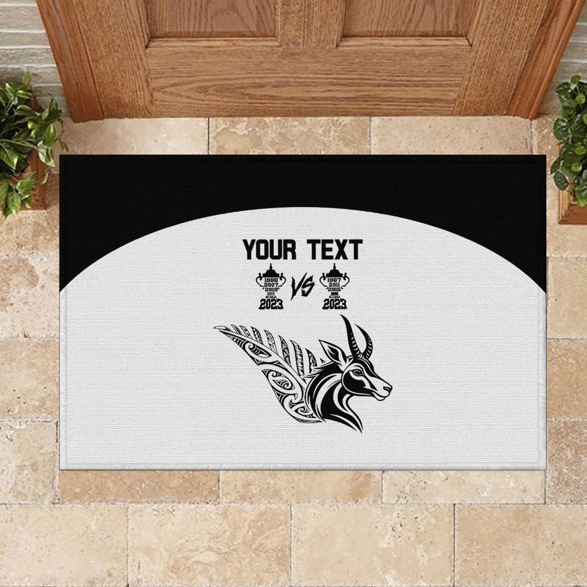 Personalised South Africa and New Zealand Rubber Doormat Champion History Go Final 2023 Vintage Style LT03 - Polynesian Pride