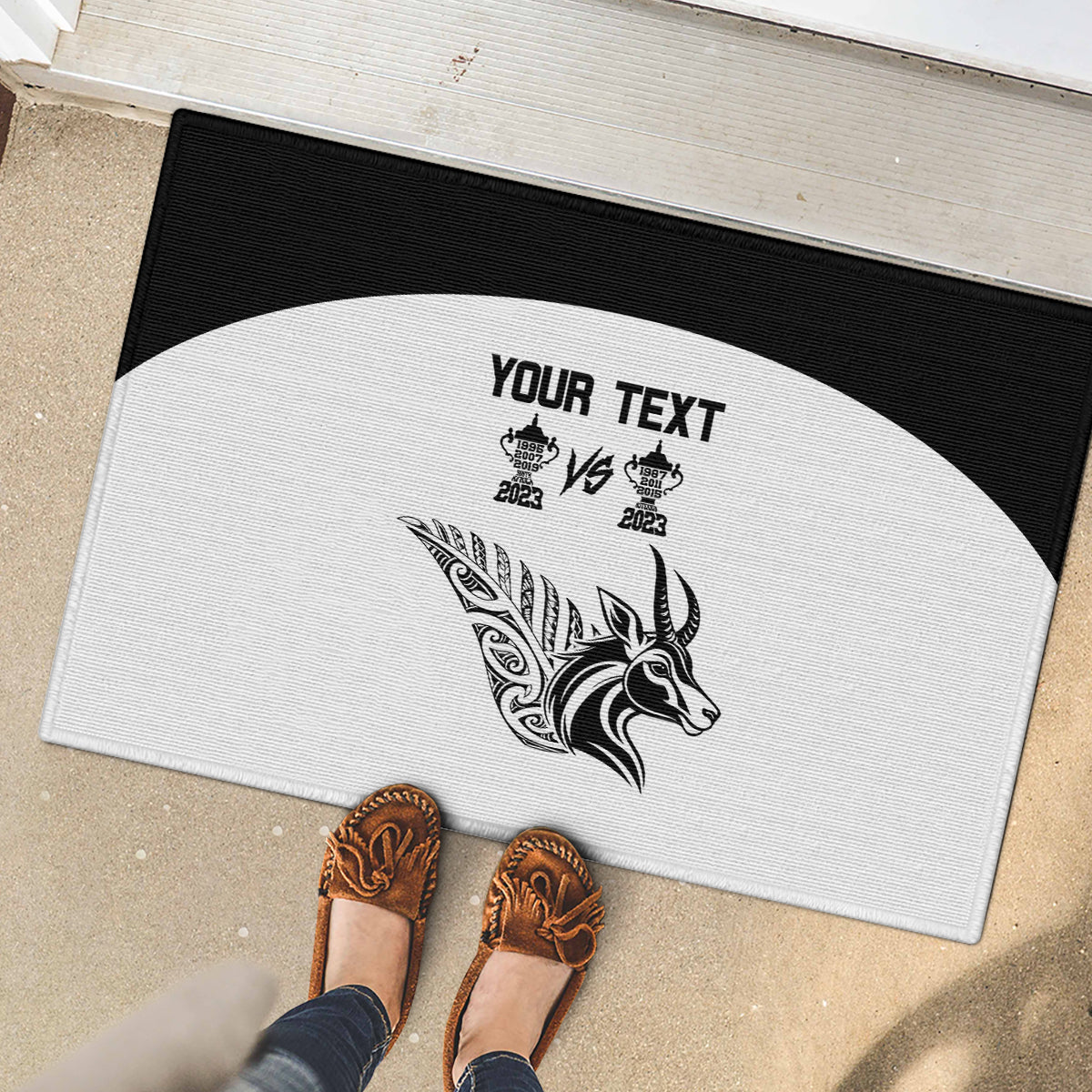 Personalised South Africa and New Zealand Rubber Doormat Champion History Go Final 2023 Vintage Style LT03 - Polynesian Pride