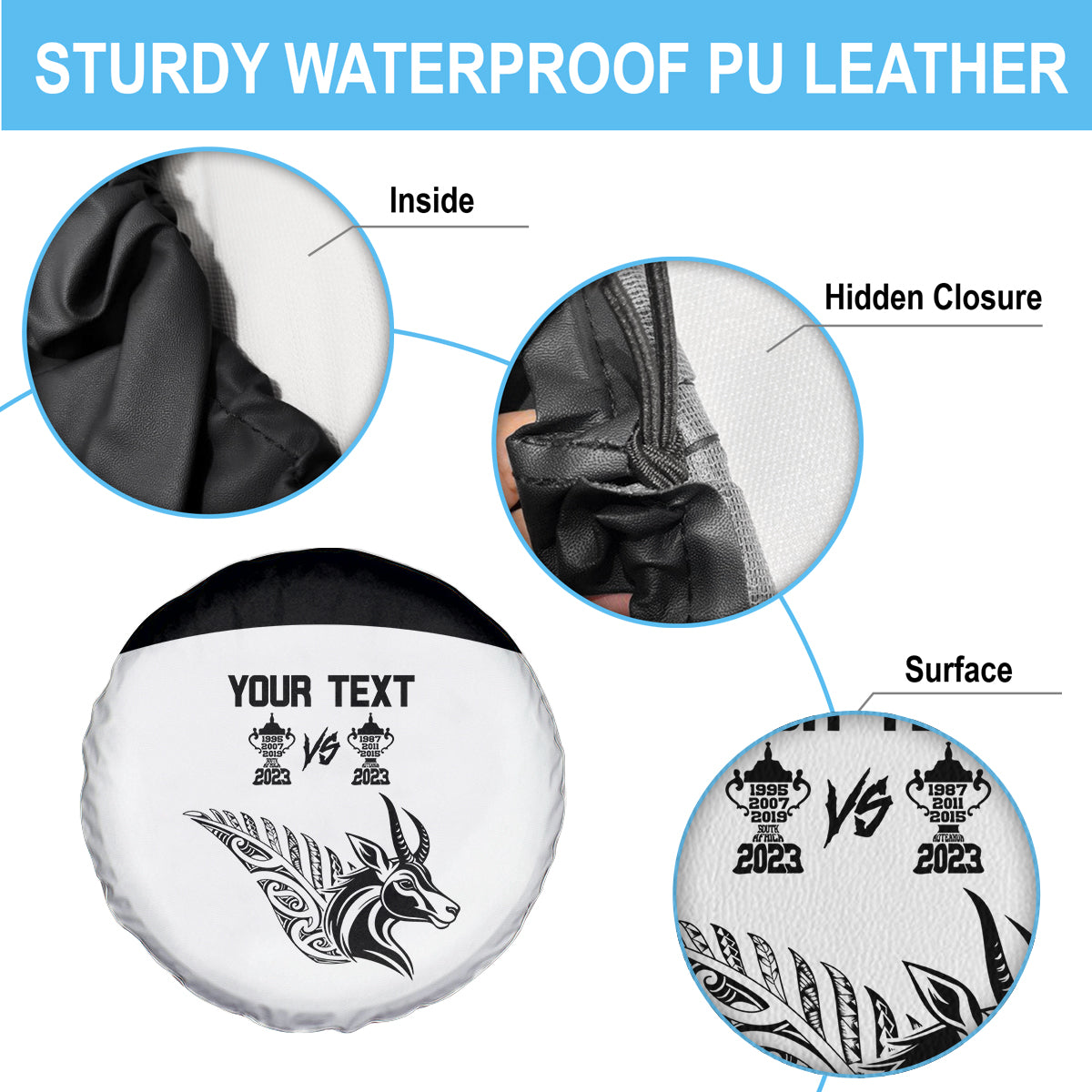 Personalised South Africa and New Zealand Spare Tire Cover Champion History Go Final 2023 Vintage Style LT03 - Polynesian Pride