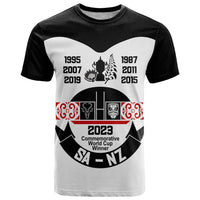 Personalised South Africa and New Zealand T Shirt Champion History Go Final 2023 Vintage Style LT03 White - Polynesian Pride
