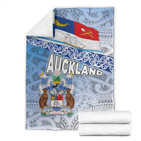 New Zealand Auckland Blanket Auckland's Flag and Coat of Arms - Koru Art Maori Pattern
