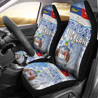 New Zealand Auckland Car Seat Cover Auckland's Flag and Coat of Arms - Koru Art Maori Pattern