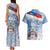 New Zealand Auckland Couples Matching Tank Maxi Dress and Hawaiian Shirt Auckland's Flag and Coat of Arms - Koru Art Maori Pattern