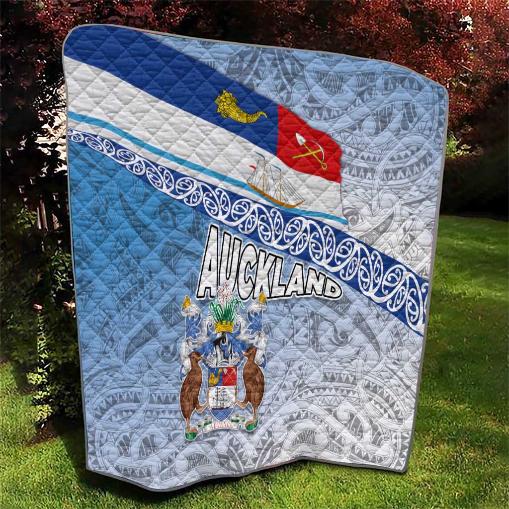 New Zealand Auckland Quilt Auckland's Flag and Coat of Arms - Koru Art Maori Pattern