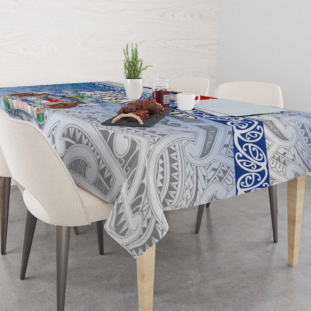 New Zealand Auckland Tablecloth Auckland's Flag and Coat of Arms - Koru Art Maori Pattern