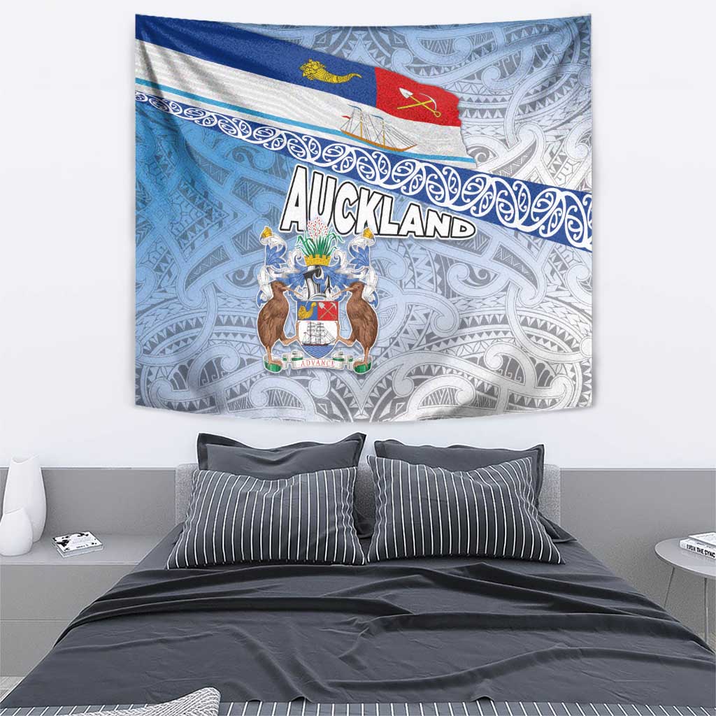 New Zealand Auckland Tapestry Auckland's Flag and Coat of Arms - Koru Art Maori Pattern