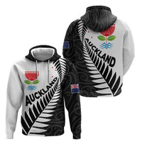 New Zealand Auckland Hoodie Auckland's Emblem and Silver Ferns - Maori Art Tattoo