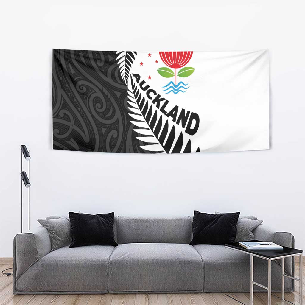 New Zealand Auckland Tapestry Auckland's Emblem and Silver Ferns - Maori Art Tattoo