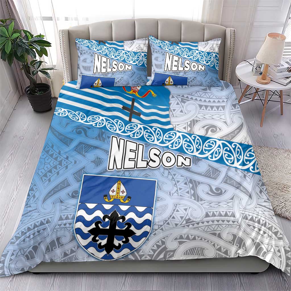 New Zealand Nelson Bedding Set Nelson's Flag and Seal - Maori Art Tattoo