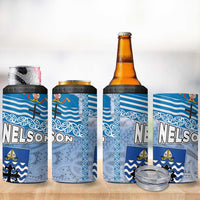 New Zealand Nelson 4 in 1 Can Cooler Tumbler Nelson's Flag and Seal - Maori Art Tattoo
